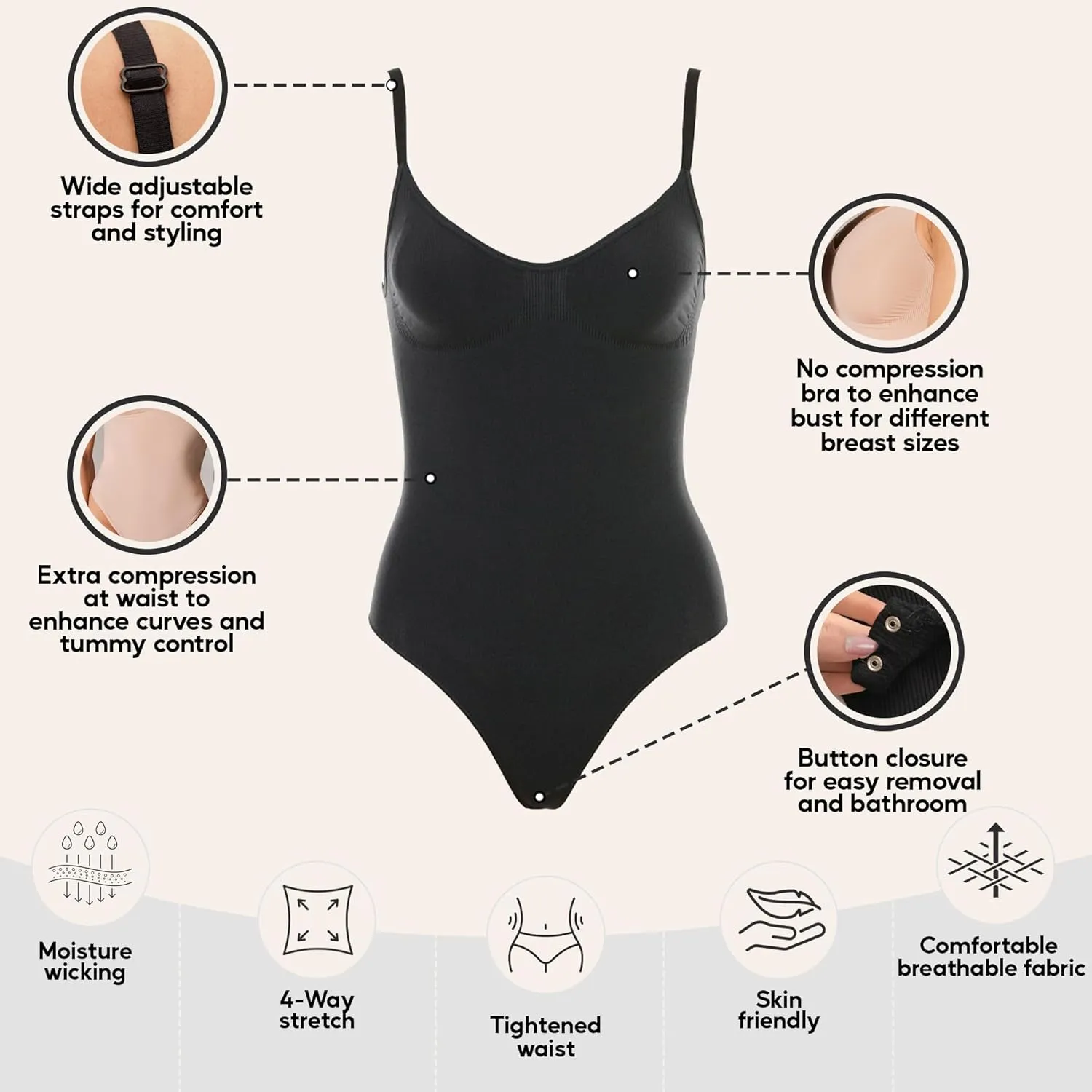 Shapewear Tummy Control Bodysuit Thong or Brief: Sculpting Shaper Tank Top Bodysuits & Snatched Waist Body Suit