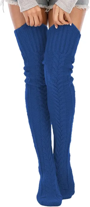 SherryDC Women's Cable Knit Thigh High Socks Winter Boot Stockings Extra Long Over Knee High Leg Warmers