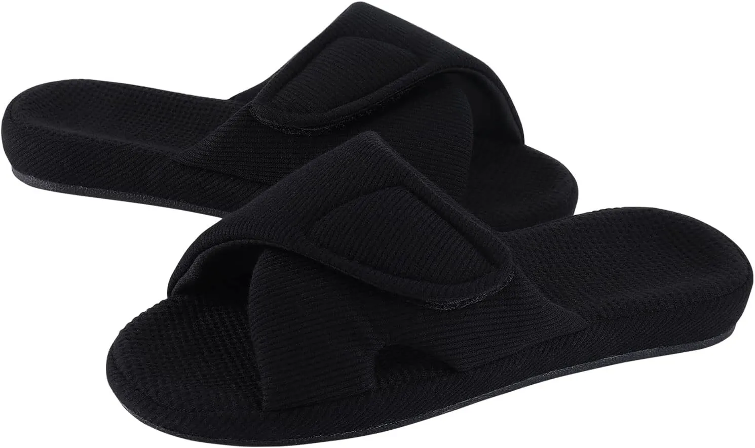 shevalues Summer House Slippers for Women with Arch Support Breathable Waffle Cotton Indoor Slippers Slip on Open Toe Home Shoes