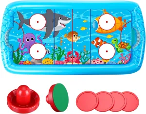 ShinyRelief Inflatable Pool Hockey Game Set for Kids, Floating Pool Toy with Puck and Pushers 65 x 33 in Water Swimming Training Game Toys for Boy Girl Teen Adults Summer Celebration