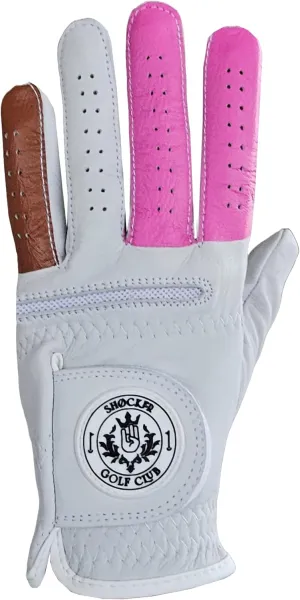 Shocker Funny Golf Glove Men’s - Golf Accessories for Men, Adult 100% Cabretta Leather White Golf Gloves with Extra Grip, Shocker Fun Mens Gag Gift, Left or Right Hand, Small to XXL Sizes
