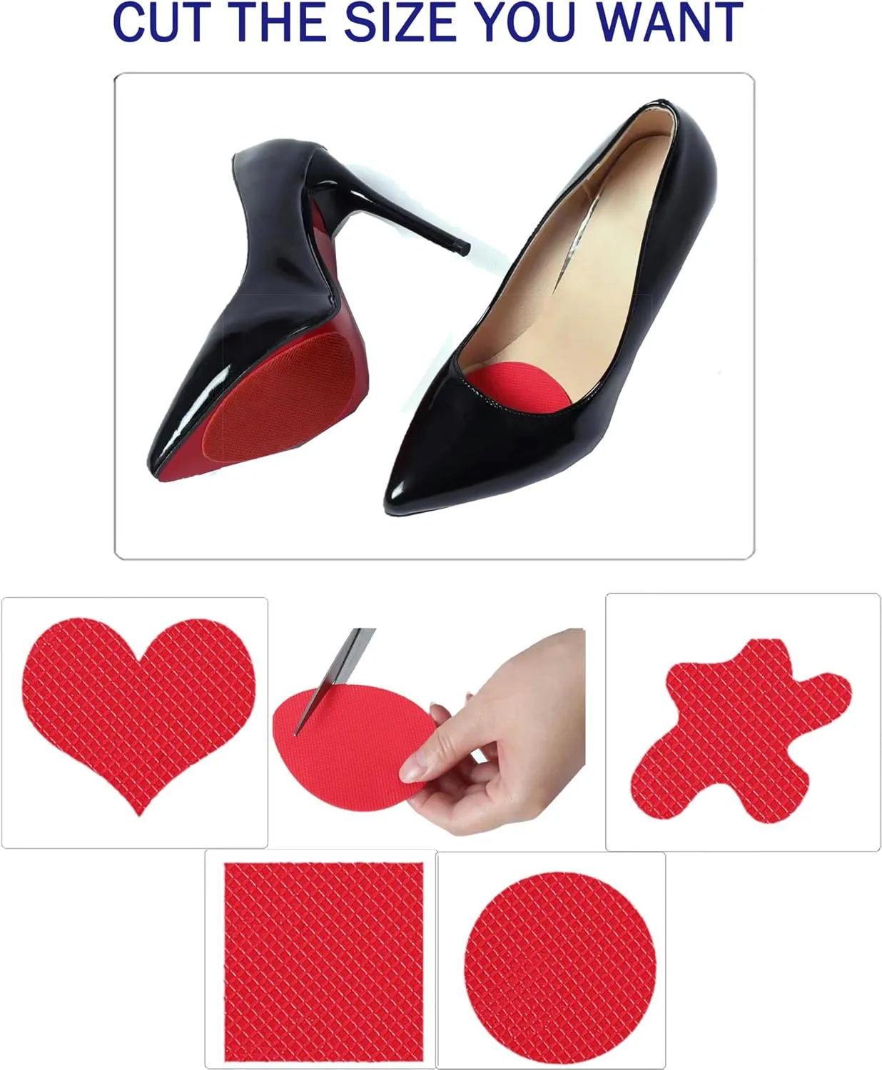 Shoe Grips on Bottom of Shoes,Red Bottom Protectors Compatible with Christian Louboutin,Non-Slip Shoe Pads & Grips - Sole Protector for Shoes and Heels(3.5"x2.5",Red 10 Pcs)