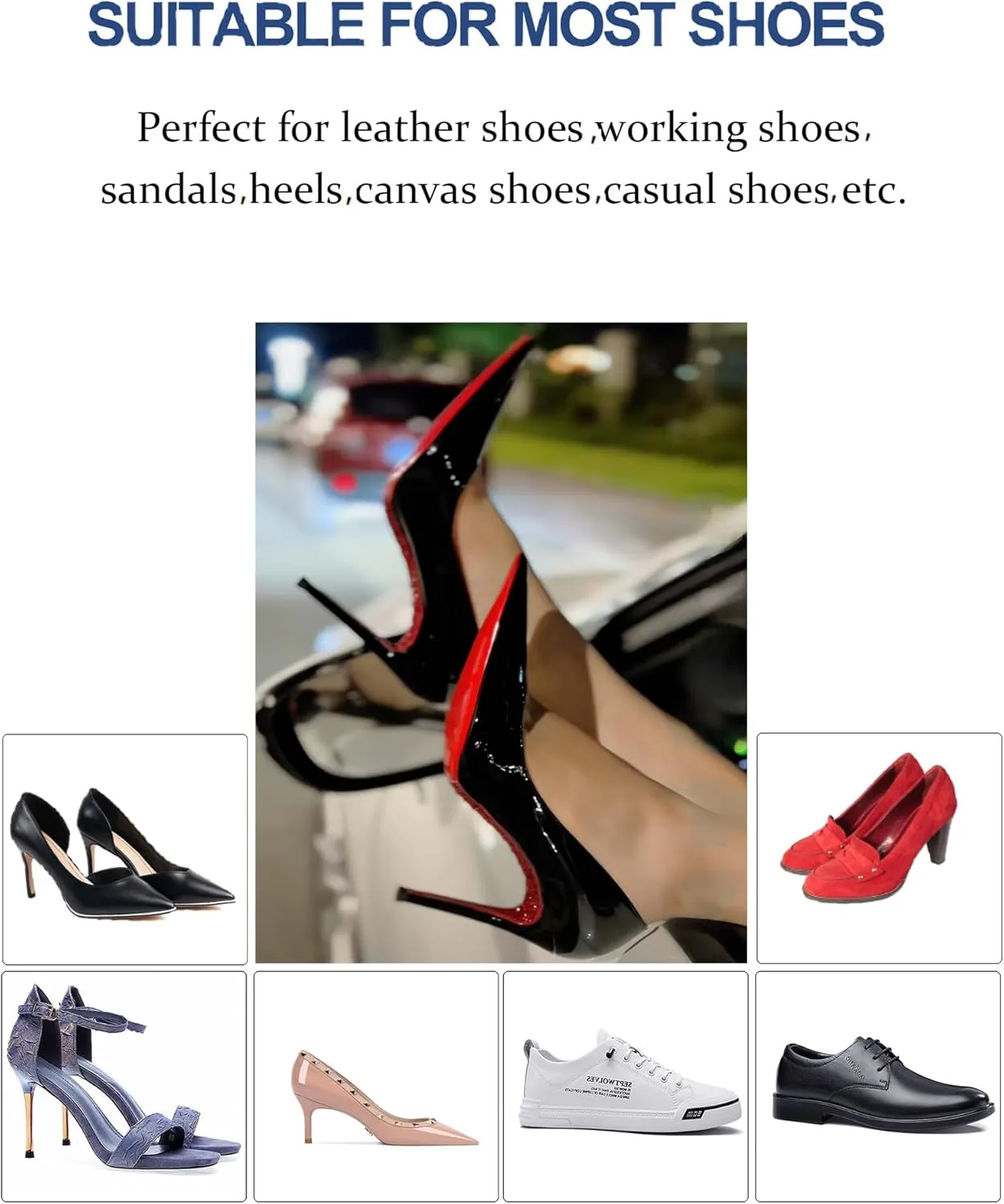 Shoe Grips on Bottom of Shoes,Red Bottom Protectors Compatible with Christian Louboutin,Non-Slip Shoe Pads & Grips - Sole Protector for Shoes and Heels(3.5"x2.5",Red 10 Pcs)