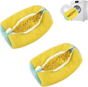 Shoe Laundry Bags for Washing Machine, 2 Pcs Shoe Washing Bag, Laundry Shoe Bag for Washer and Dryer, Reusable Shoe Washing Bags Shoe Washing Machine Bag (Yellow-2Pcs)