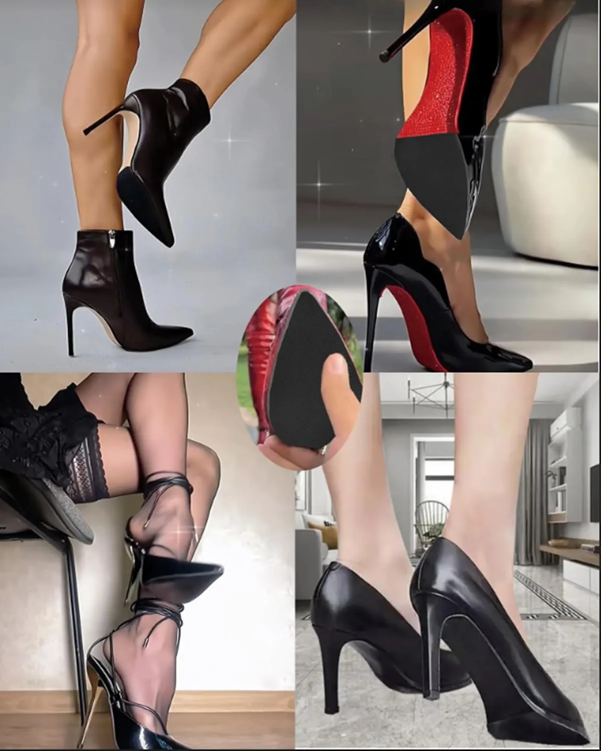 Shoe Sole Protector for High-Heels, Non-Slip Shoe Pads - Anti-Slip Grips (6.0"x4.0", Black - 2 Pairs)