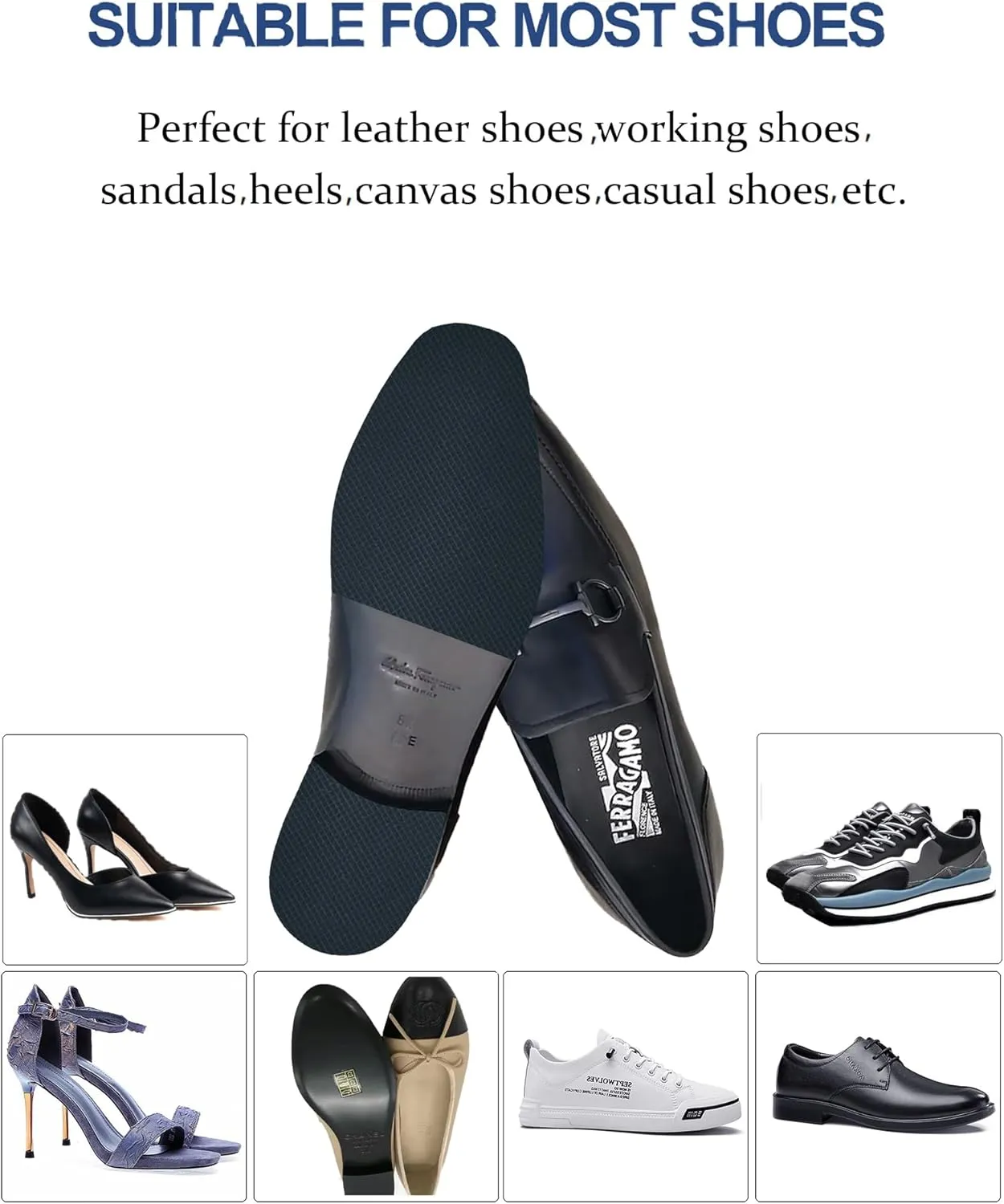 Shoe Sole Protector for High-Heels, Non-Slip Shoe Pads - Anti-Slip Grips (6.0"x4.0", Black - 2 Pairs)