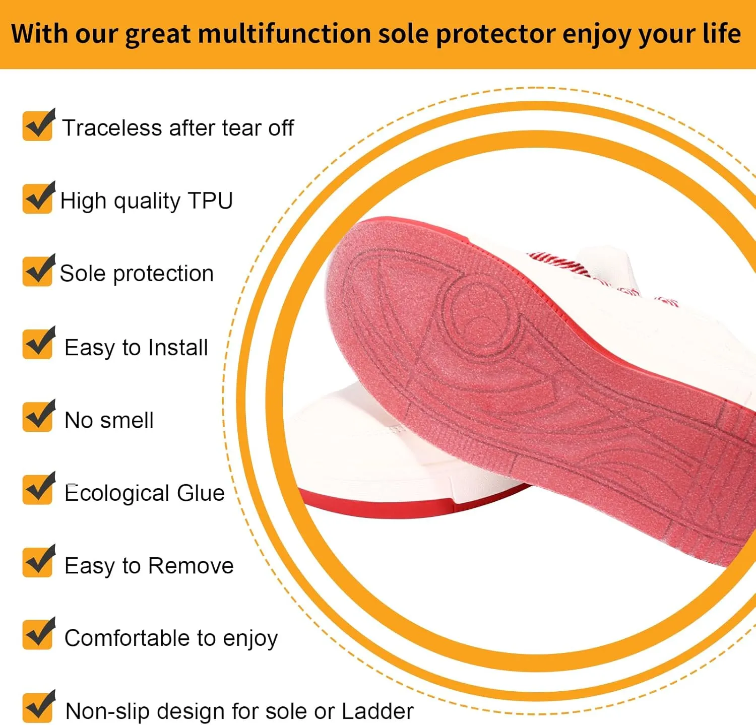 Shoe Sole Protectors for Sneakers,Strong Self-Adhesive Non-Slip Anti-Wear Sole Sticker for Shoes,Sole Shields Red Bottom Protectors for High Heels,14.2 x 5.2 Inches 4 Pcs Clear