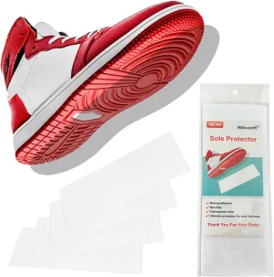 Shoe Sole Protectors for Sneakers,Strong Self-Adhesive Non-Slip Anti-Wear Sole Sticker for Shoes,Sole Shields Red Bottom Protectors for High Heels,14.2 x 5.2 Inches 4 Pcs Clear