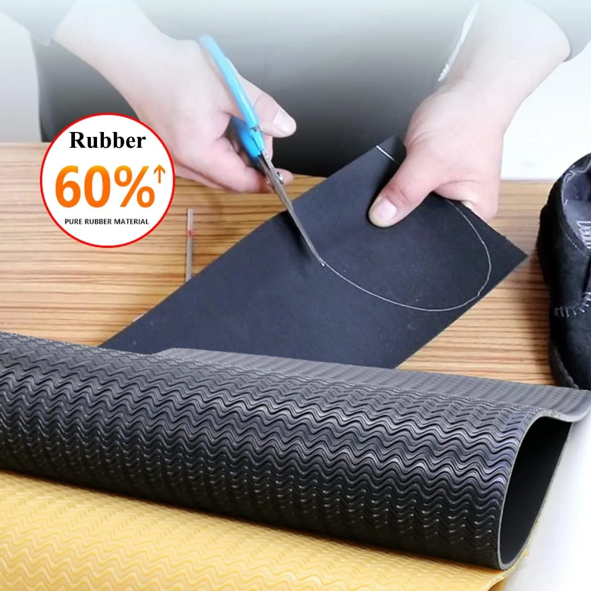 Shoe Sole Repair Rubber Soling Sheet, DIY Anti-Slip Shoe Repairing Bottom Materials Wave Design Sole Replacement