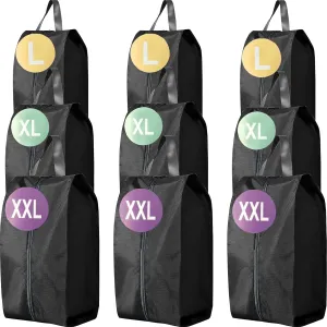 Shoe Travel Bag 9 Set Waterproof Nylon With Zipper Shoe Luggage Bag Travel Can Used As Travel Shoe Bag For Men&Women,Travel Accessories,Blacks