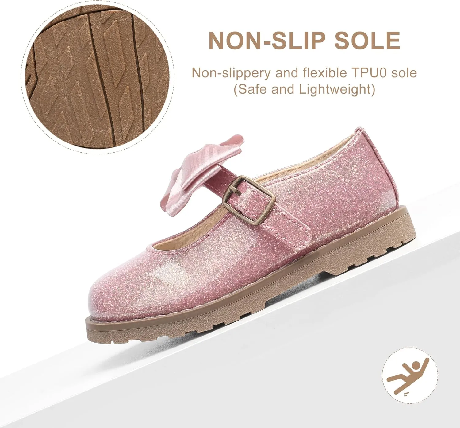 shoeslocker Toddler Girl Dress Shoes-Little Girl Mary Jane Shoes Wedding Party Casual Soft Walking
