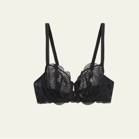 SIMONE PERELE 12V33 KARMA LACE DEMI BRA BLACK SIZE 36F 36DDD NWOT