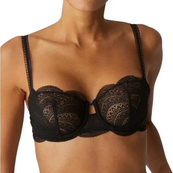 SIMONE PERELE 12V33 KARMA LACE DEMI BRA BLACK SIZE 36F 36DDD NWOT