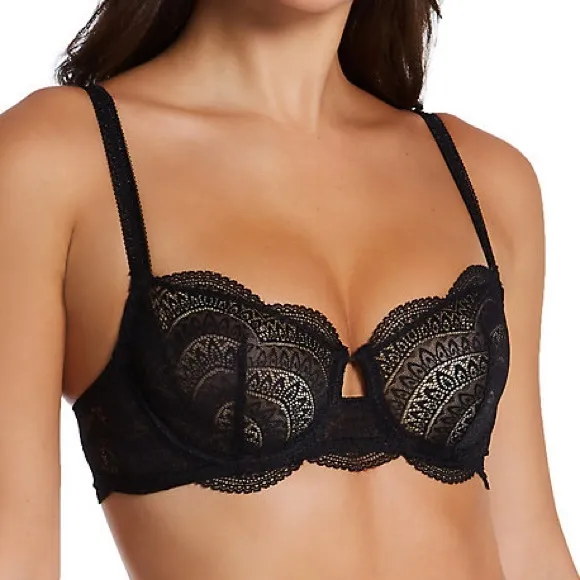 SIMONE PERELE 12V33 KARMA LACE DEMI BRA BLACK SIZE 36F 36DDD NWOT