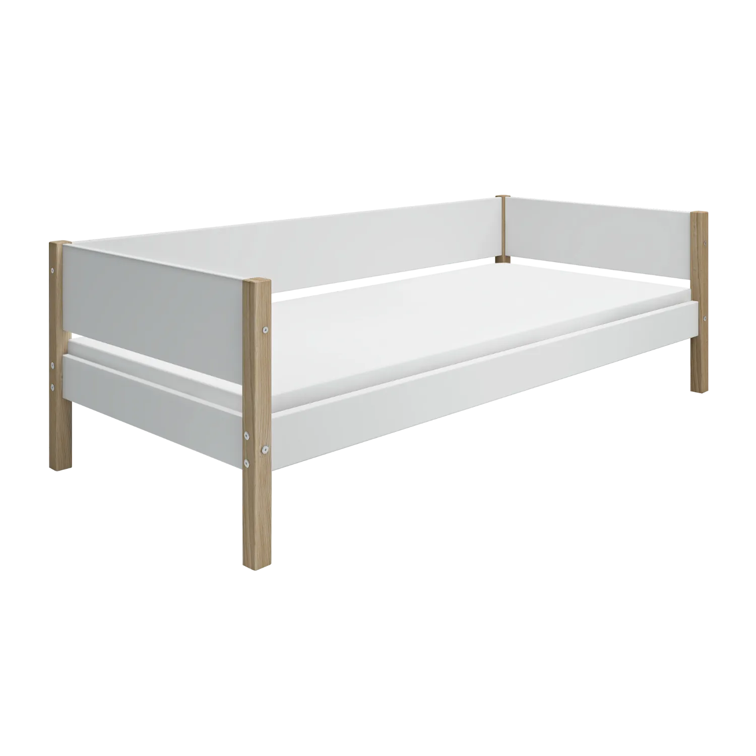 Single Bed, 90x200 cm, White/Oak