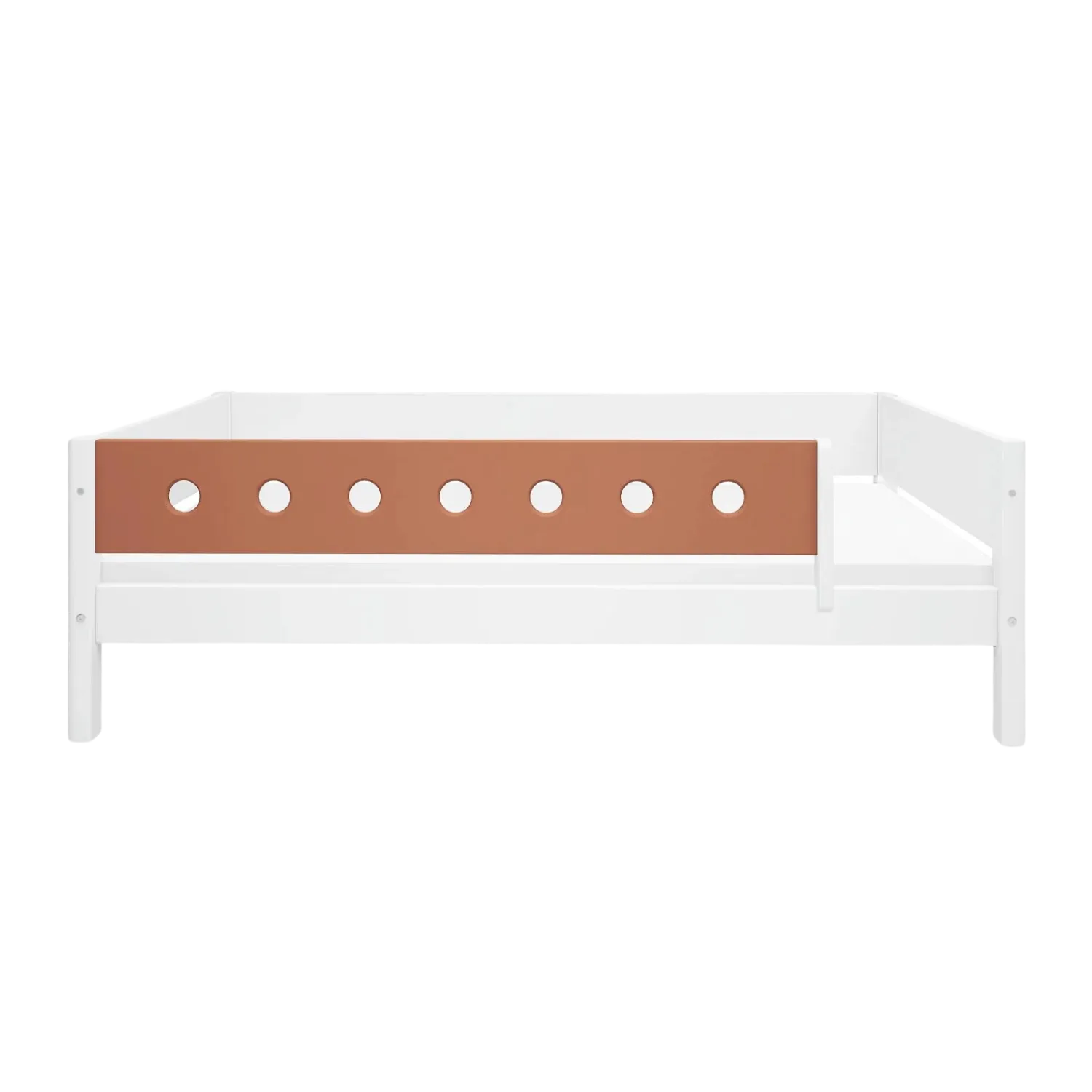 Single Bed with Safety Rails, 90x200 cm, White/Blush