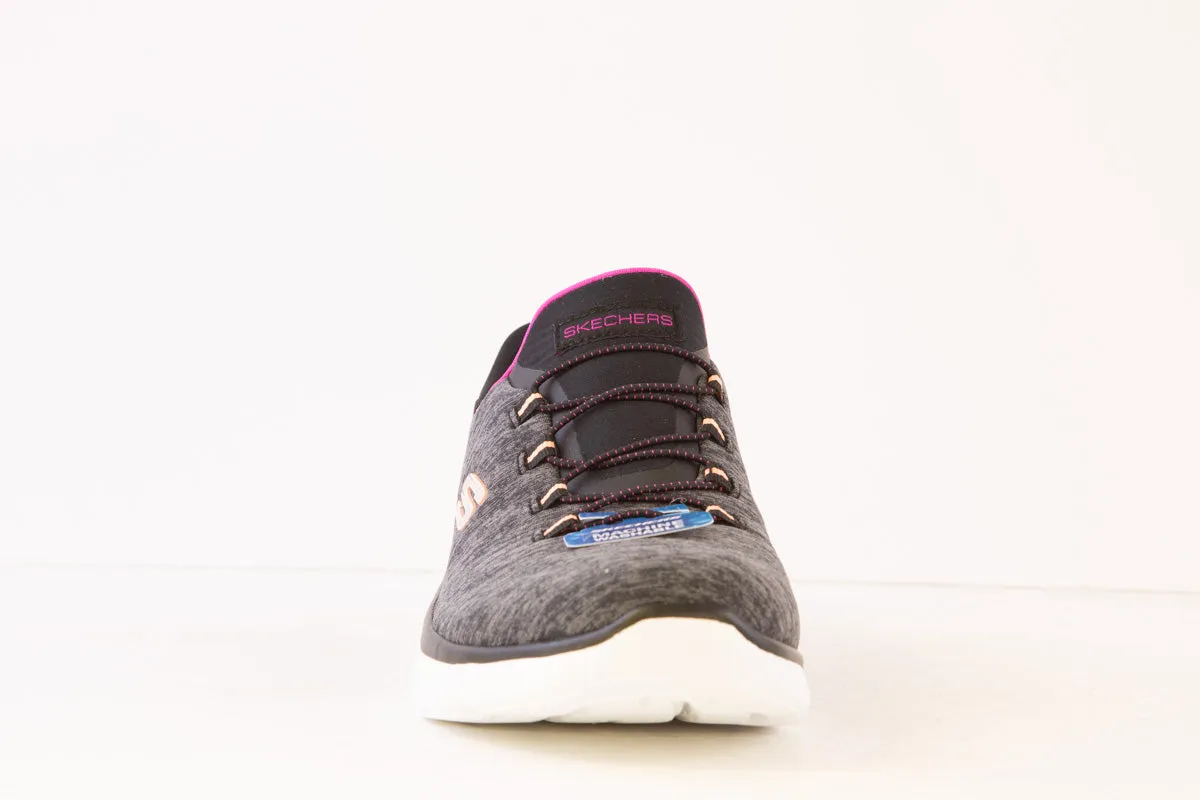 SKECHERS - 149937 SLIP-INS:SUMMITS-DAZZLING HAZE BUNGEE TRAINER - BLACK/GREY