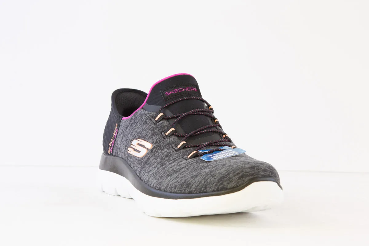 SKECHERS - 149937 SLIP-INS:SUMMITS-DAZZLING HAZE BUNGEE TRAINER - BLACK/GREY