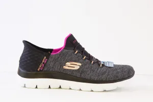 SKECHERS - 149937 SLIP-INS:SUMMITS-DAZZLING HAZE BUNGEE TRAINER - BLACK/GREY
