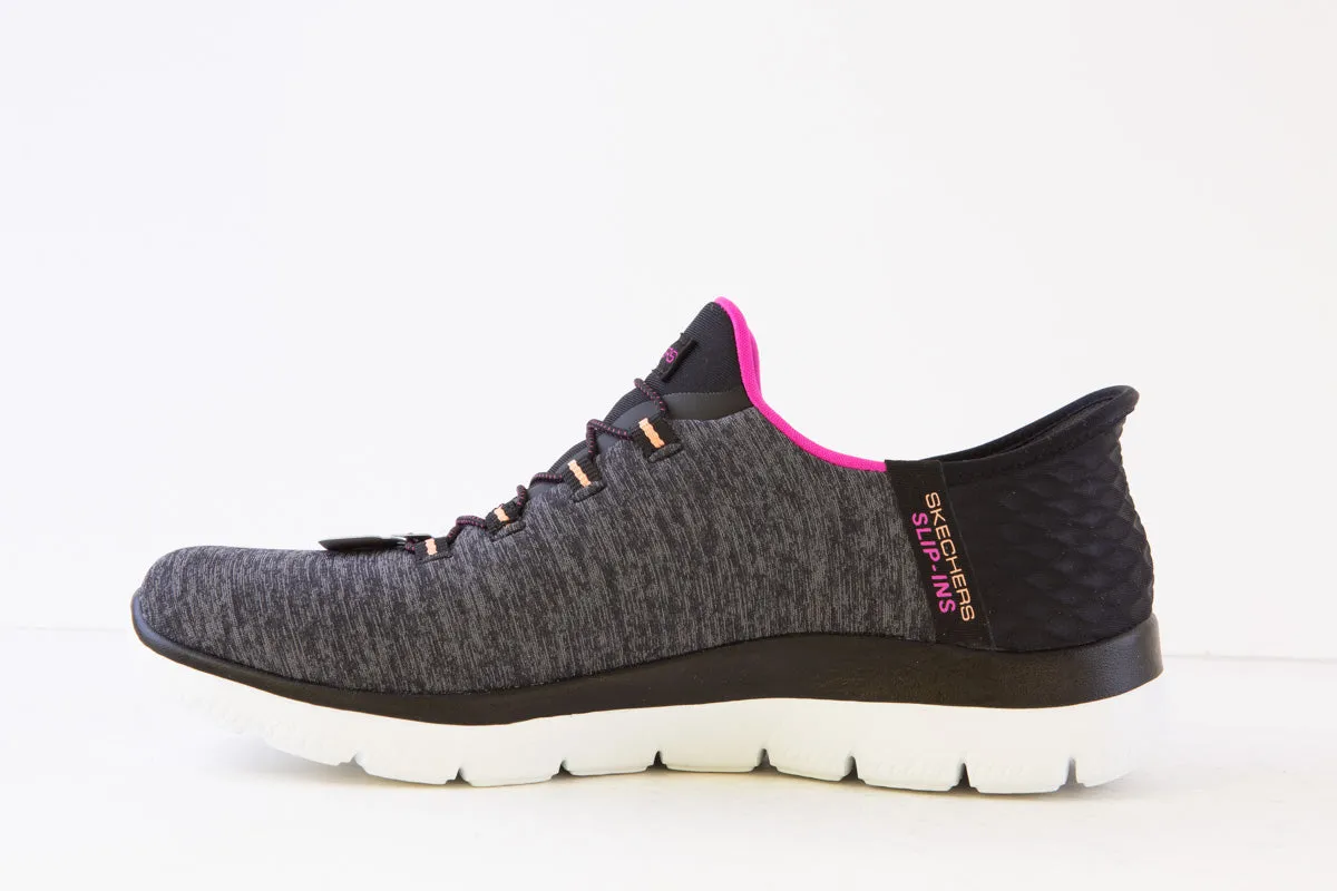 SKECHERS - 149937 SLIP-INS:SUMMITS-DAZZLING HAZE BUNGEE TRAINER - BLACK/GREY