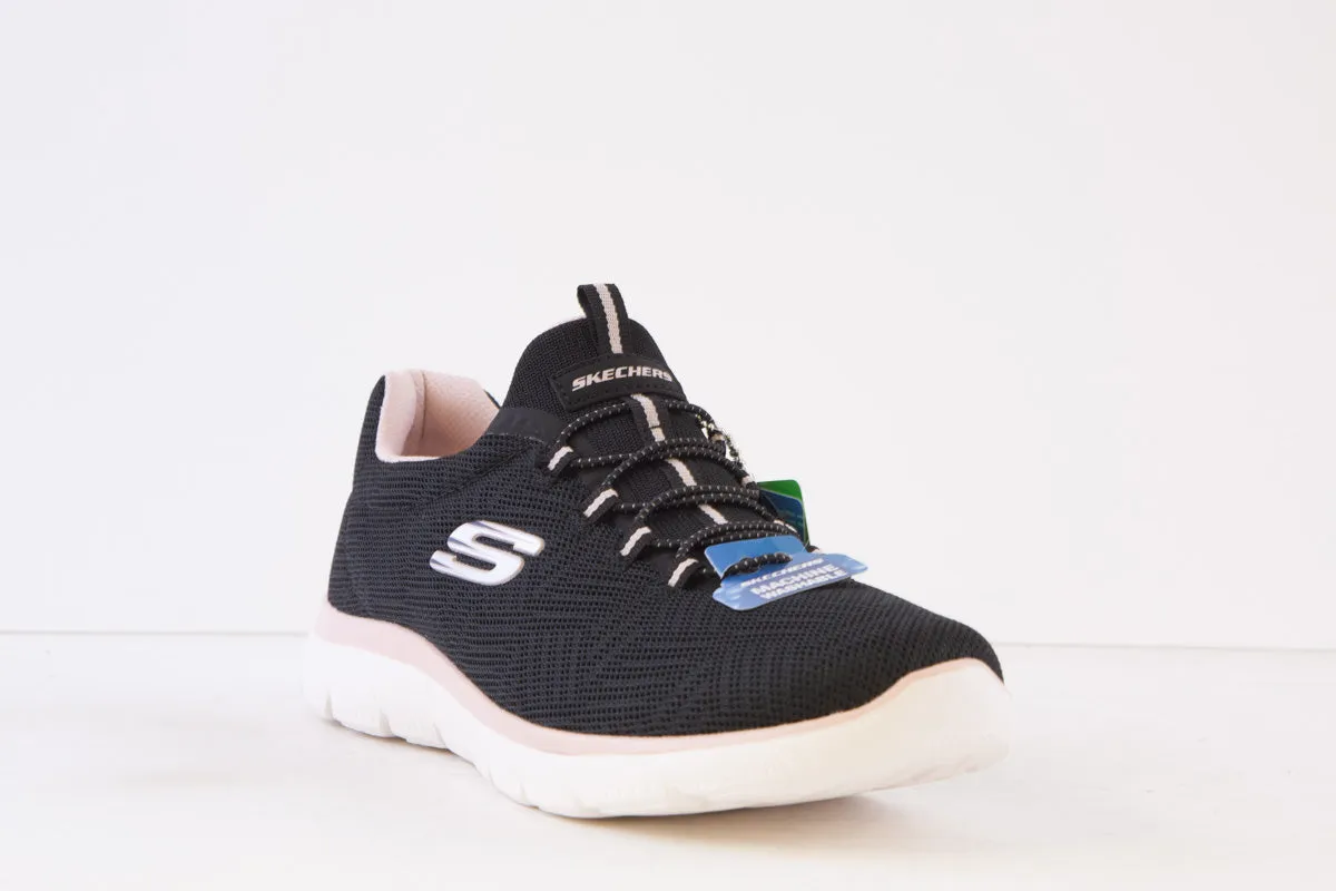 SKECHERS - 150119 SUMMITS BUNGEE SLIP-ON TRAINER - BLACK/PINK