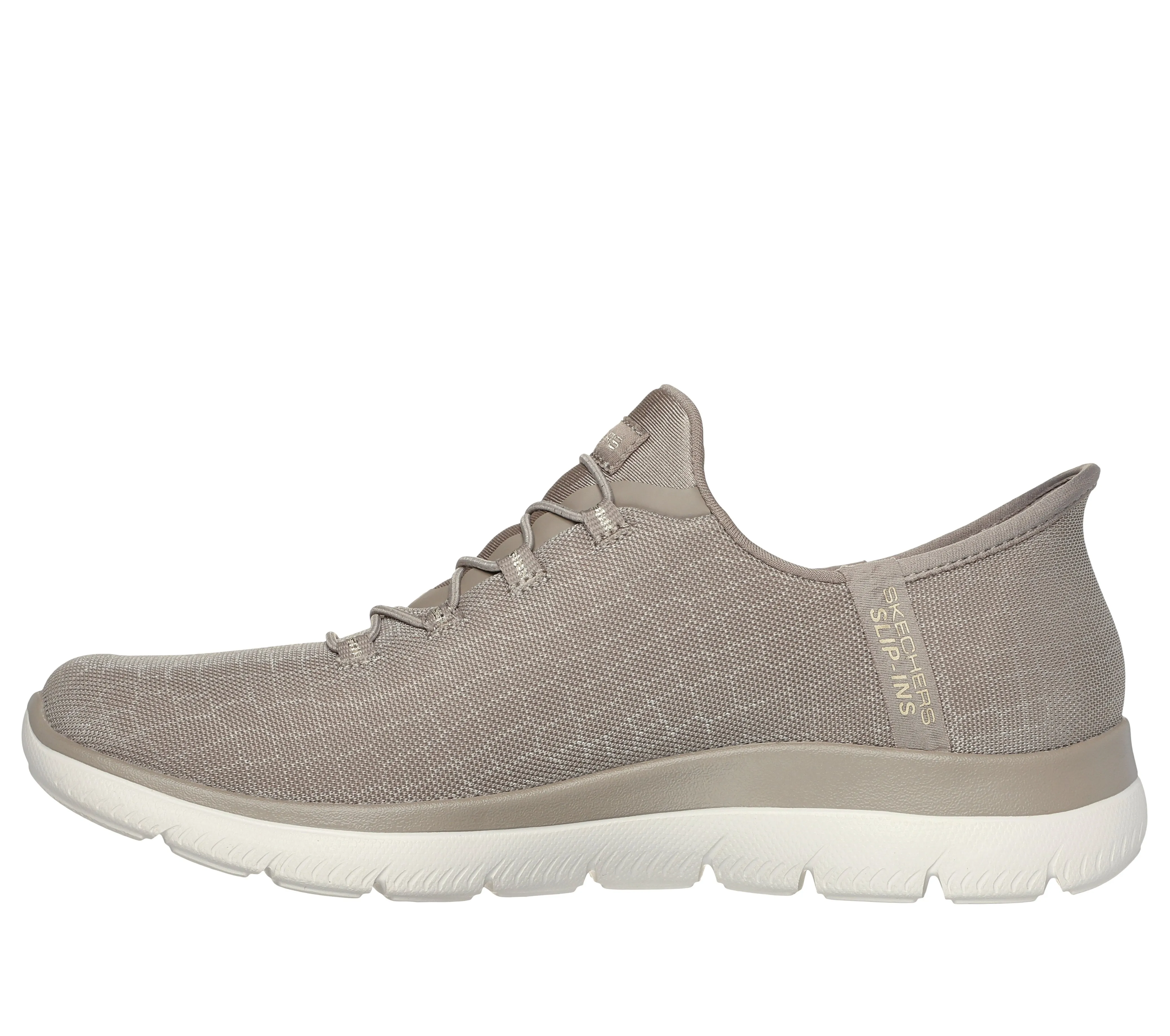 SKECHERS - 150128 SUMMITS-CLASSY NIGHT-SLIP-IN BUNGEE TRAINER - TAUPE/GOLD