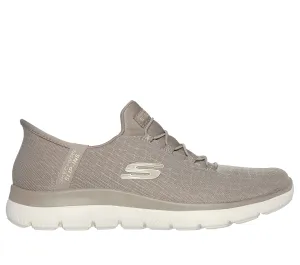 SKECHERS - 150128 SUMMITS-CLASSY NIGHT-SLIP-IN BUNGEE TRAINER - TAUPE/GOLD