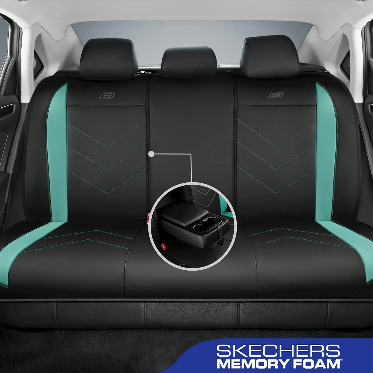 Skechers Car Seat Covers,Luxury Faux Leather Seat Covers,Waterproof Anti Slip Car Seat ProtectorFull Set,Car Accessories Airbag Universal Fit for Most Cars,Vans,Trucks,SUV,Mint