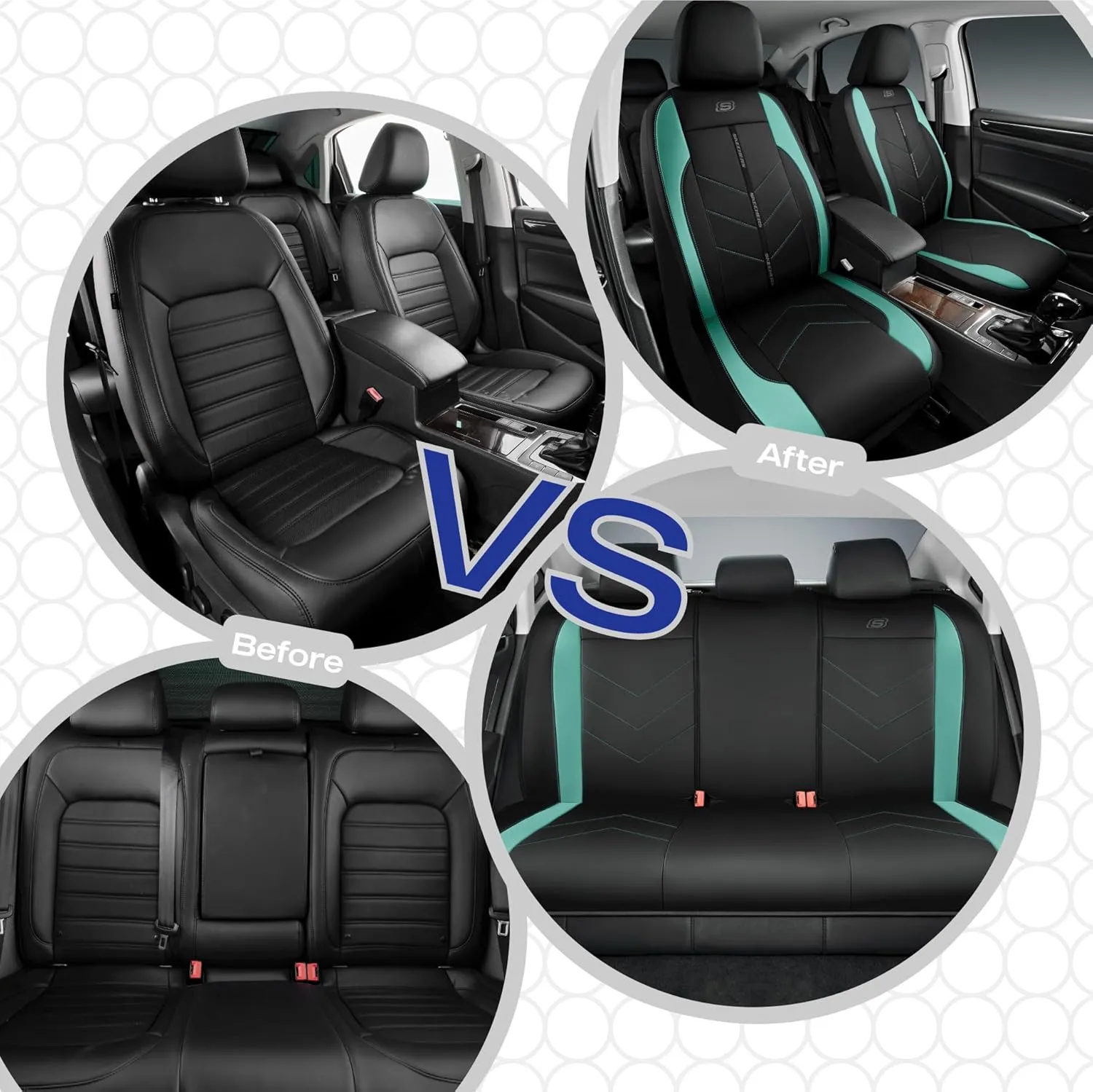 Skechers Car Seat Covers,Luxury Faux Leather Seat Covers,Waterproof Anti Slip Car Seat ProtectorFull Set,Car Accessories Airbag Universal Fit for Most Cars,Vans,Trucks,SUV,Mint