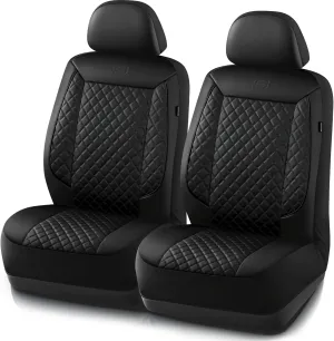 Skechers Car Seat Covers,Piping Luxury Faux Seat Covers,Waterproof Anti Slip Car Seat Protector Front Seats,Car Accessories Airbag Universal Fit for Most Cars,Vans,Trucks,SUV,Black