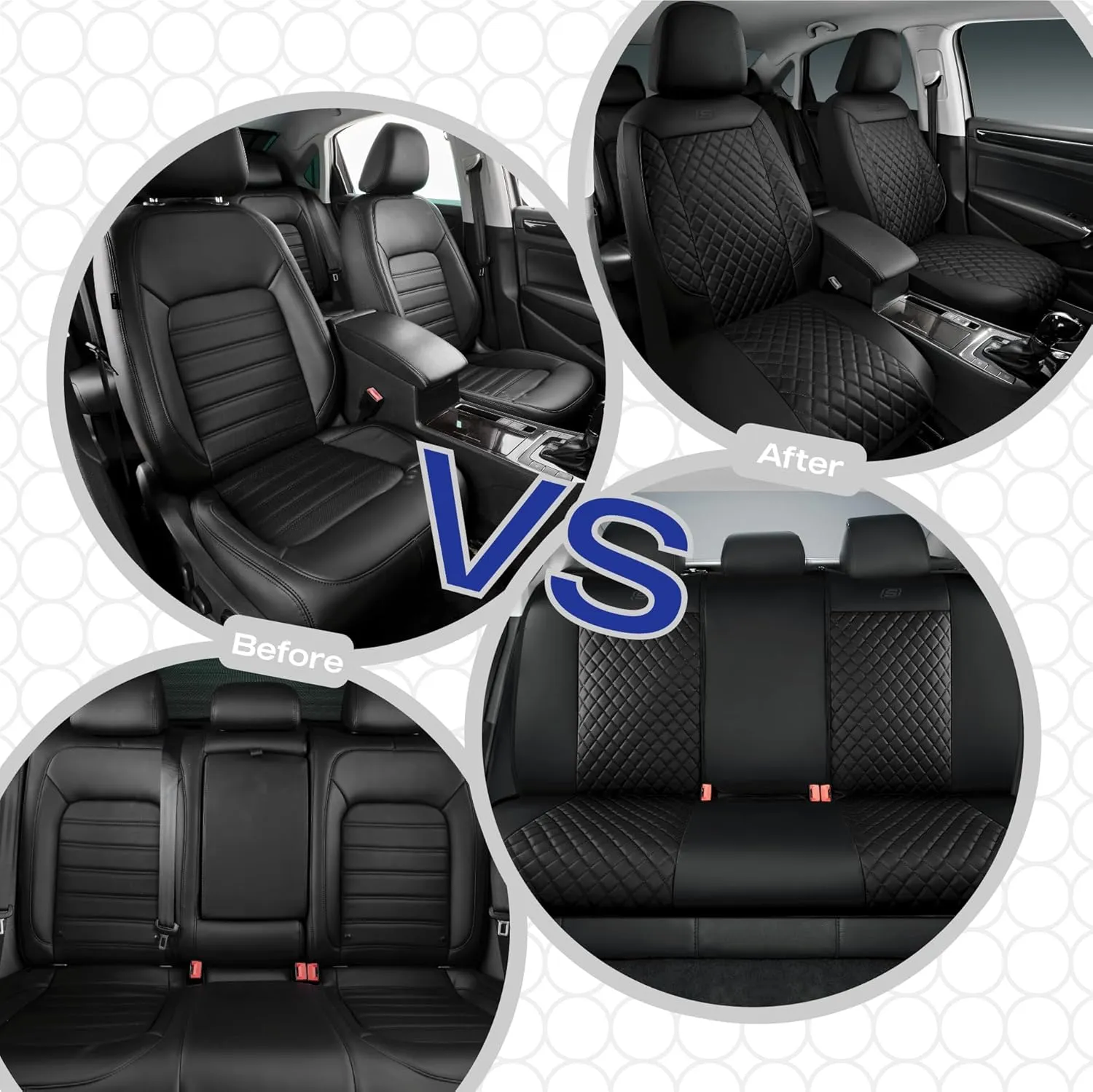 Skechers Car Seat Covers,Piping Luxury Faux Seat Covers,Waterproof Anti Slip Car Seat Protector Front Seats,Car Accessories Airbag Universal Fit for Most Cars,Vans,Trucks,SUV,Black