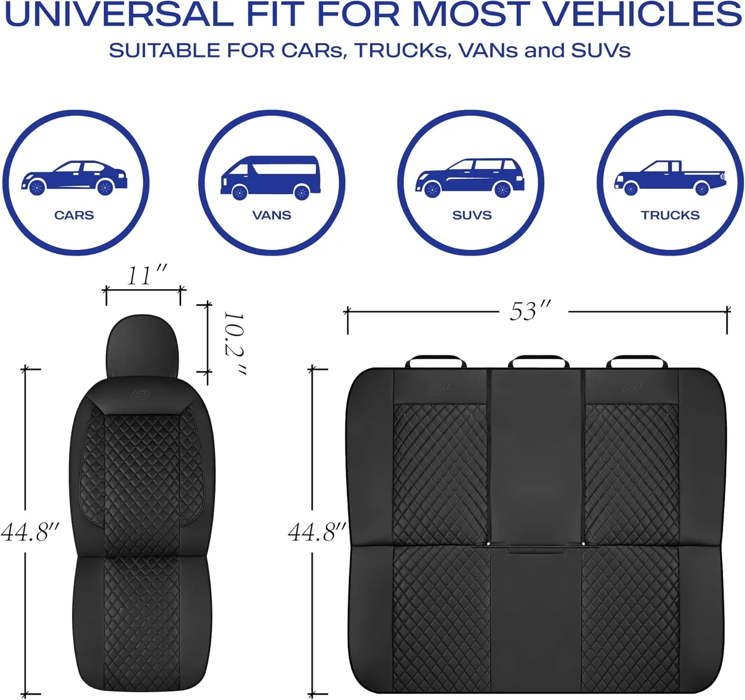 Skechers Car Seat Covers,Piping Luxury Faux Seat Covers,Waterproof Anti Slip Car Seat Protector Front Seats,Car Accessories Airbag Universal Fit for Most Cars,Vans,Trucks,SUV,Black