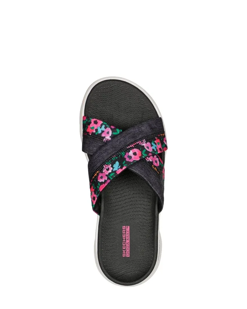 Skechers Go Walk Flex Slide Blossoms Black Multi