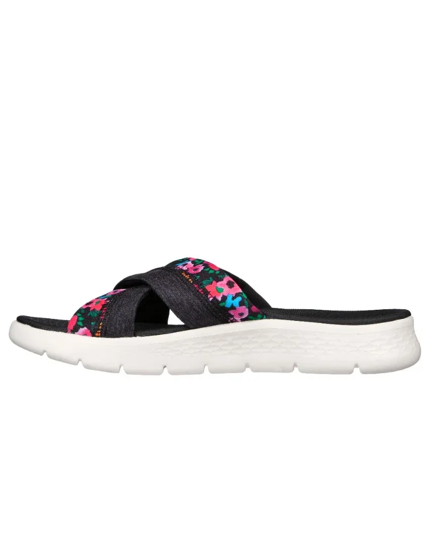 Skechers Go Walk Flex Slide Blossoms Black Multi