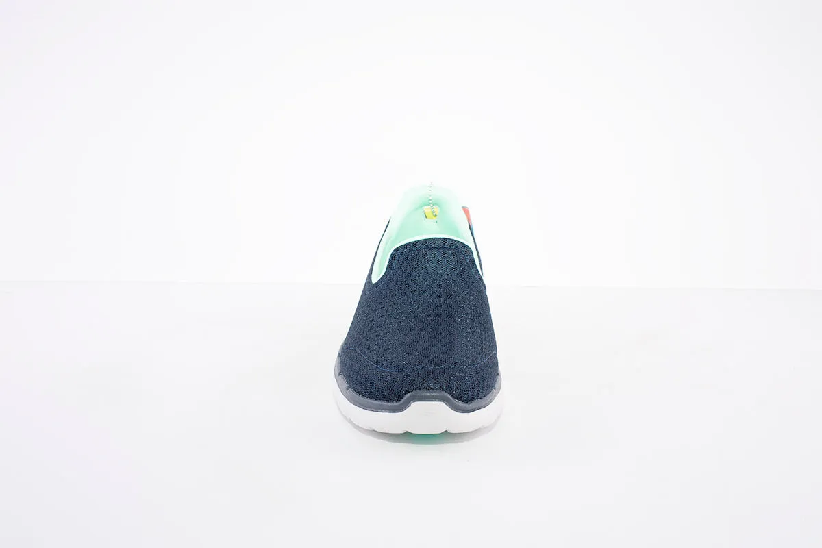 SKECHERS GOWALK 6-BIG SPLASH SLIP-ON TRAINER - NAVY/TURQUOISE