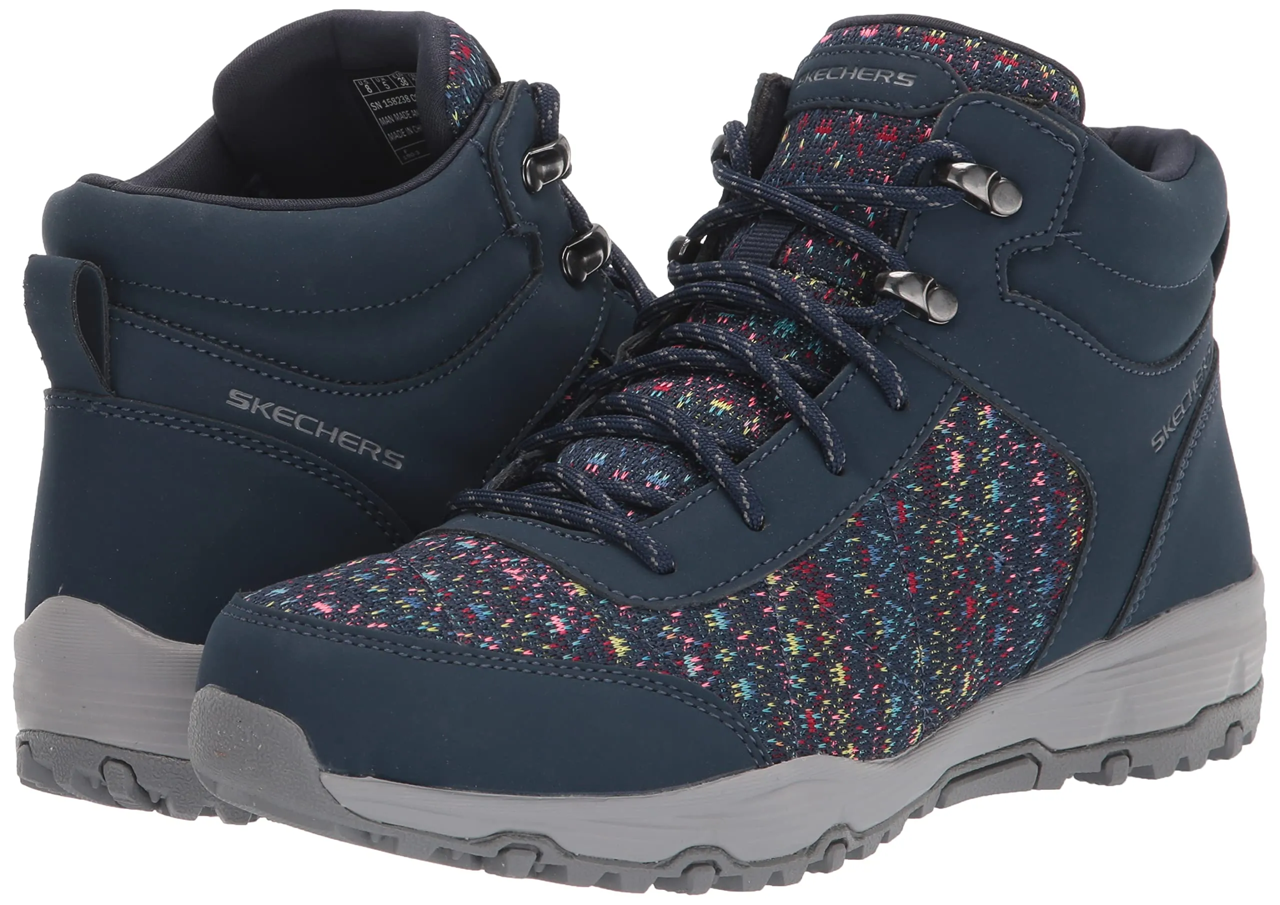 Skechers Women's Lace Up Boot Hiking 9.5 Navy Multi