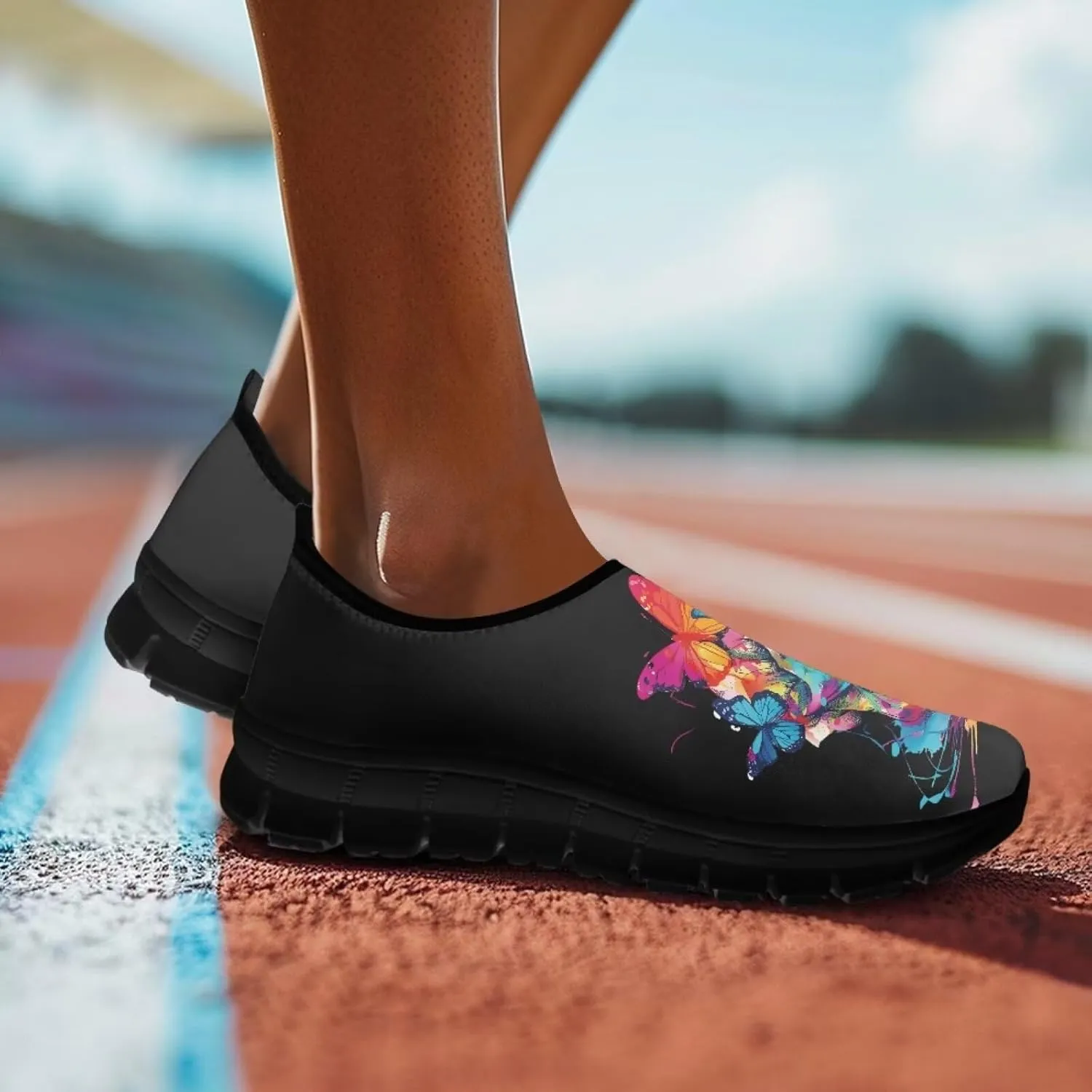 Skull Loafers Wide Width Shoes for Women Slip On Low Cut Sneakers Flat Casual Business Travel Breathable Mesh Tennis Shoe