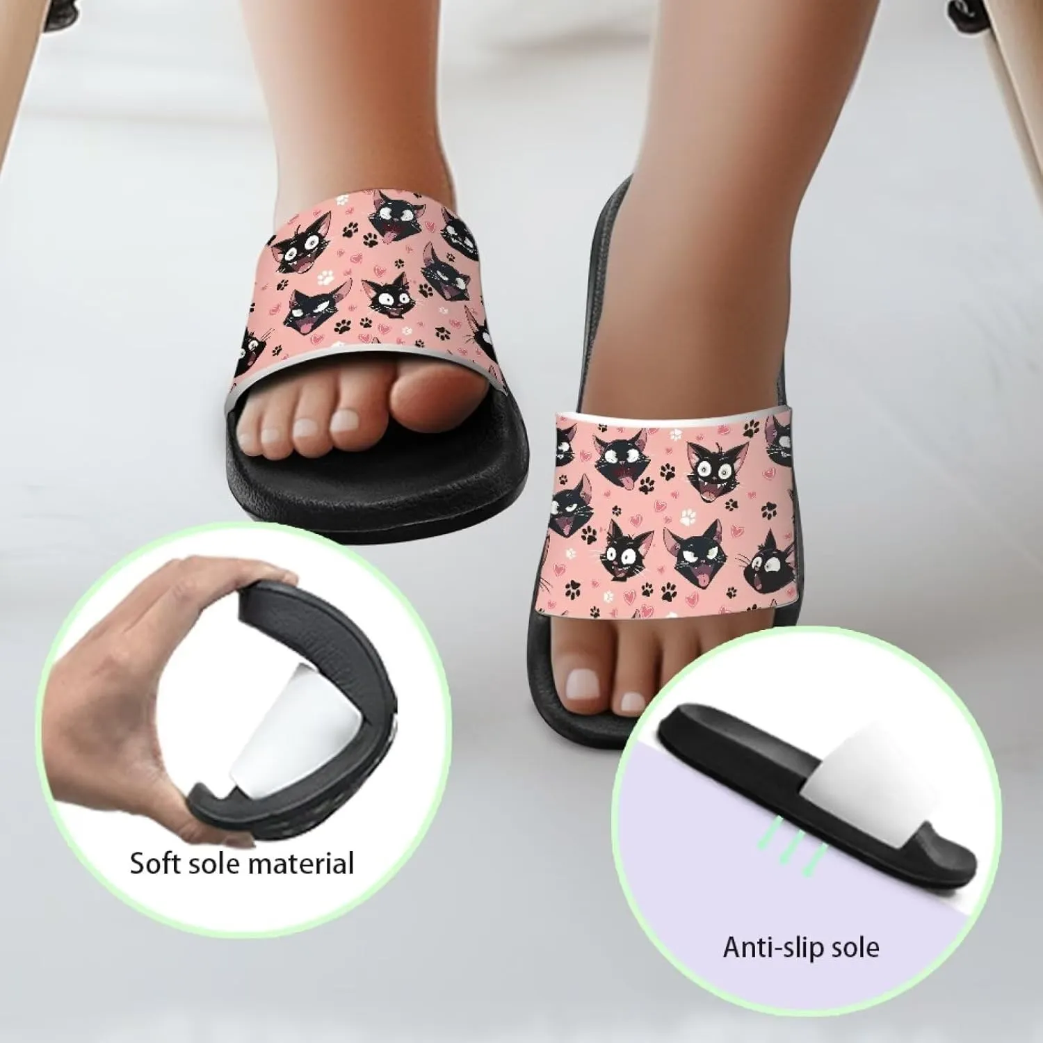 Slide Sandals for Girls Lightweight Summer Slippers Suitable Beach, Pool