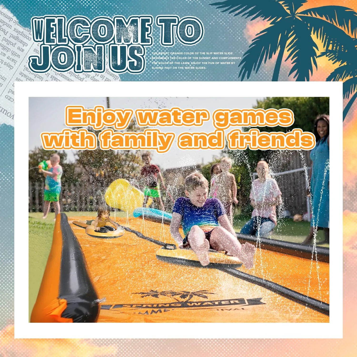 Slip and Water Slide for Kids and Adults Extra Long Water Slides for Backyard Build in Sprinkler with Two Bodyboards Heavy Duty Summer Outdoor Backyard Water Toys