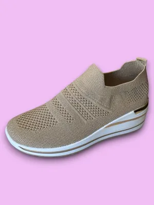 Slip On Platform Trainer - Khaki