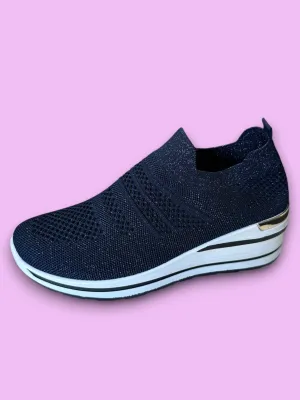 Slip On Platform Trainer - Navy