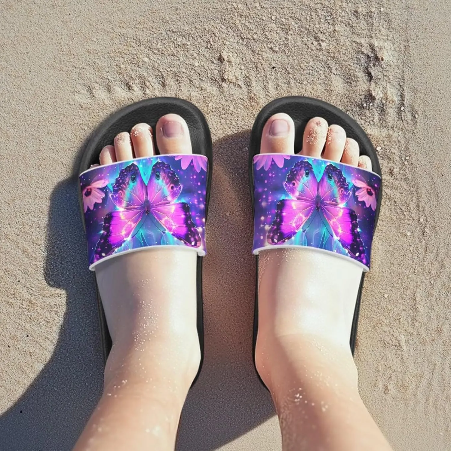 Slip On Sandals for Boys Girls Lightweight Animals Print Drying Shower Slides Suitable for Beach Days