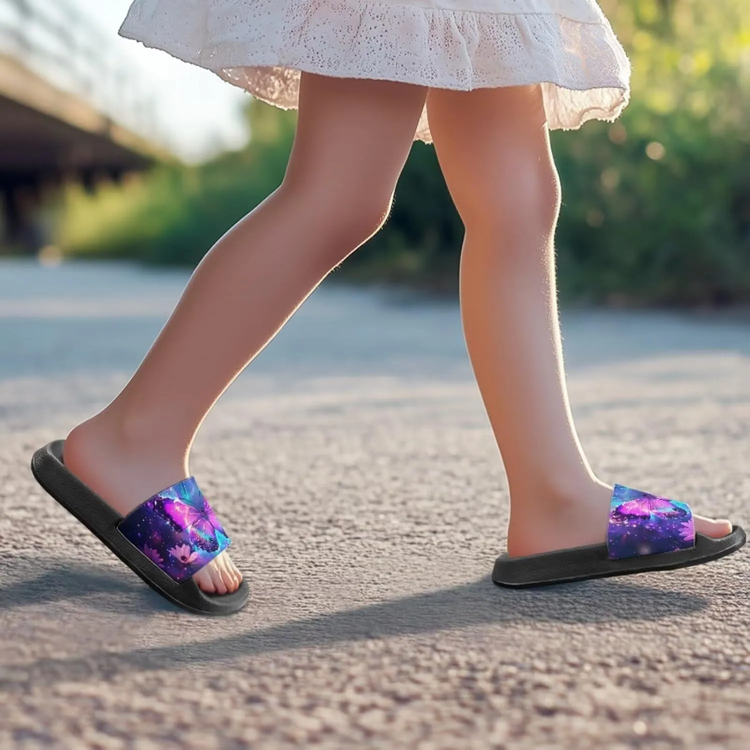 Slip On Sandals for Boys Girls Lightweight Animals Print Drying Shower Slides Suitable for Beach Days