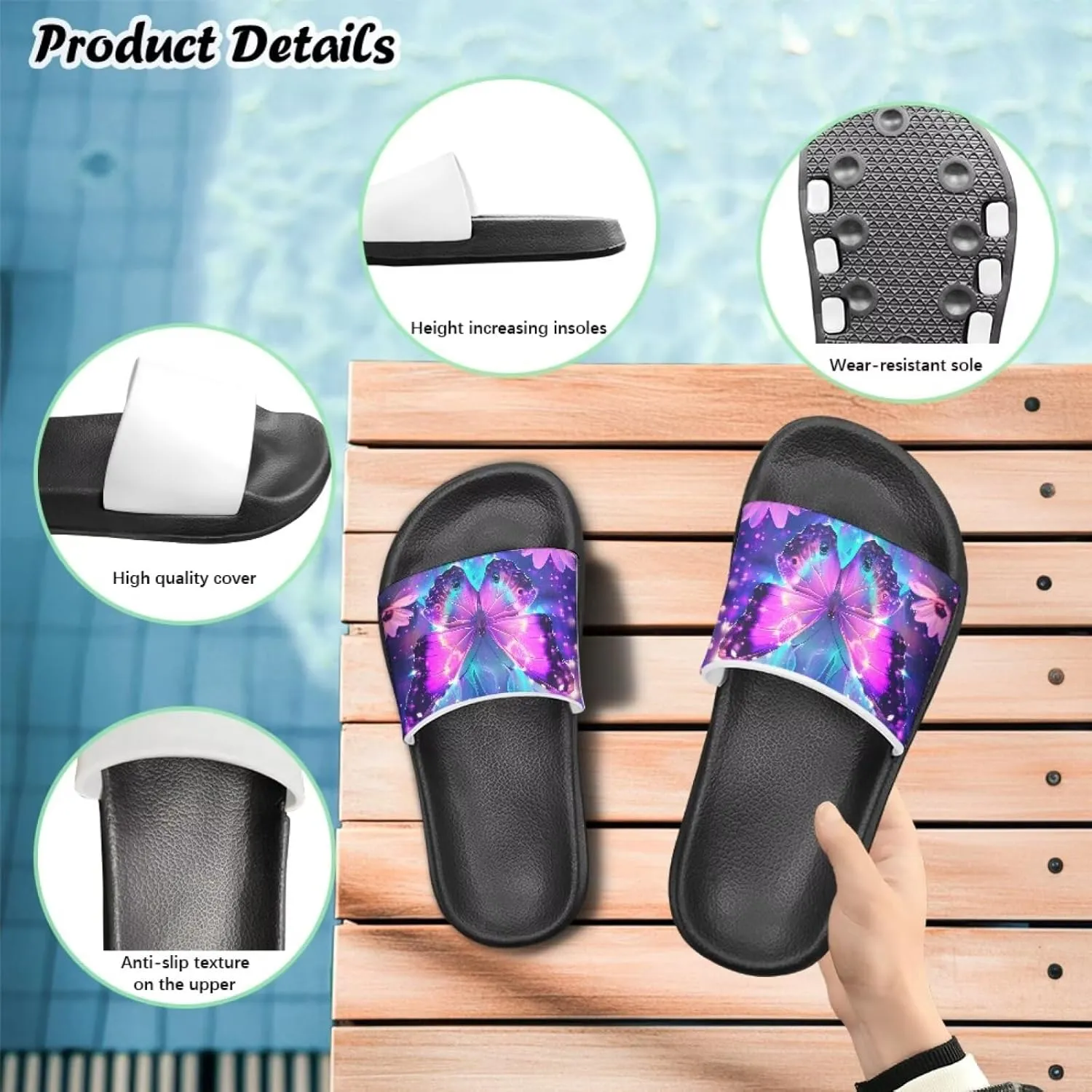 Slip On Sandals for Boys Girls Lightweight Animals Print Drying Shower Slides Suitable for Beach Days