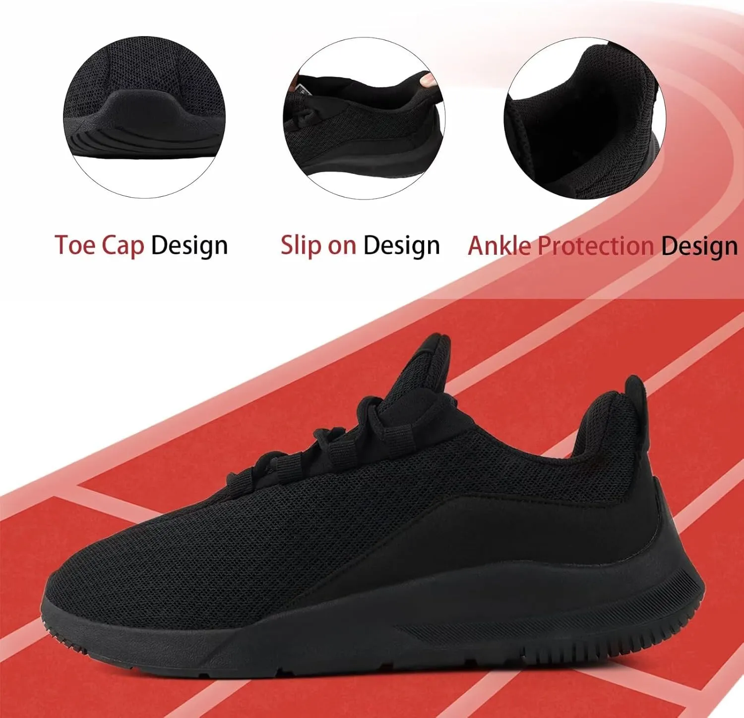 Slip on Sneakers for Men Casual Non Slip Lightweight Breathable Athletic Tennis Gym Walking Running Shoes