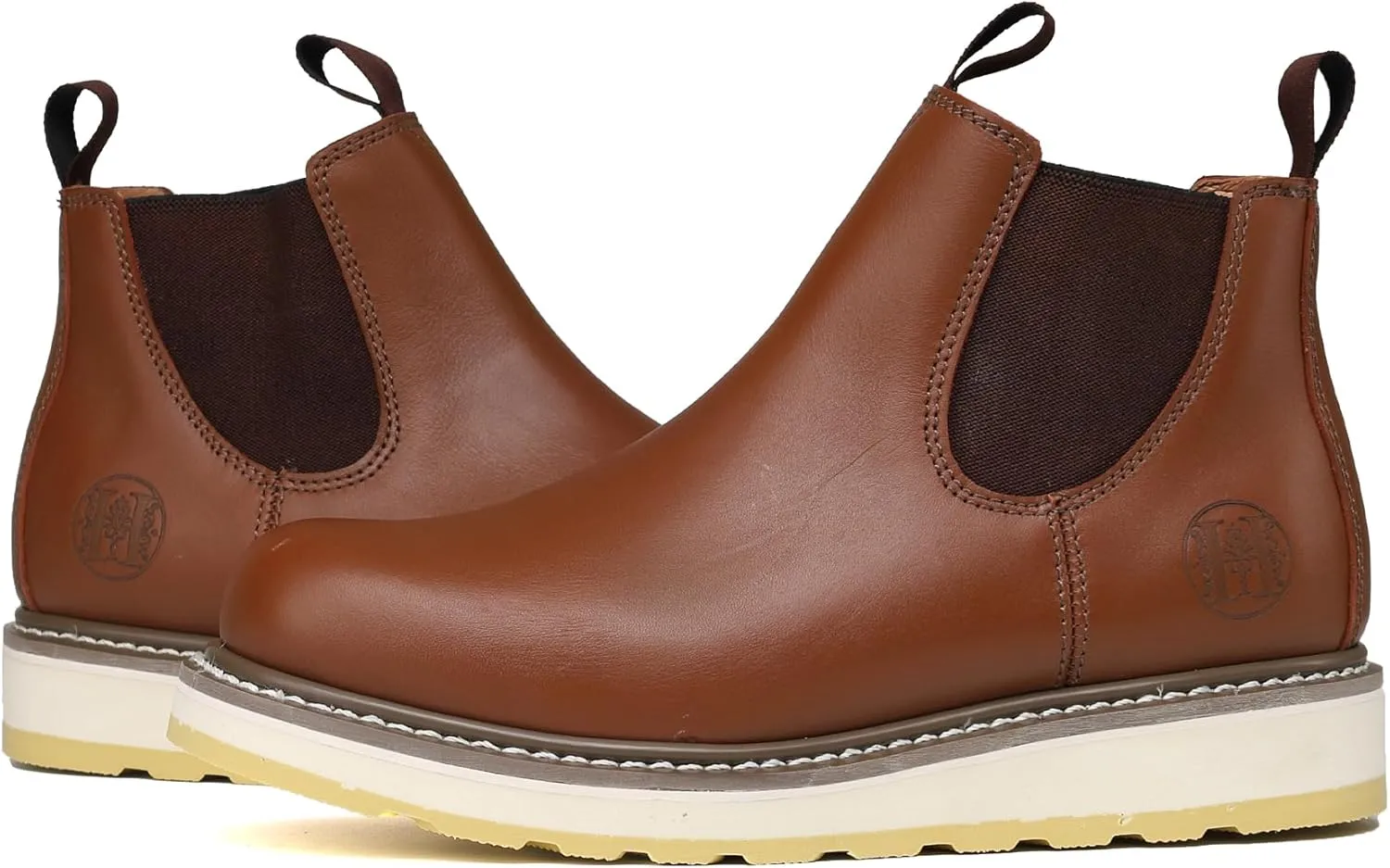 Slip-on Soft Toe Work Boot for Men, SURETRACK Leather Slip Resistant Durable Breathable Work Boot 84985