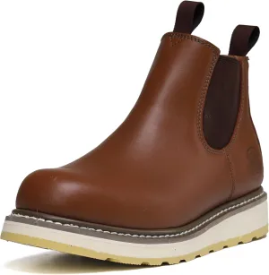 Slip-on Soft Toe Work Boot for Men, SURETRACK Leather Slip Resistant Durable Breathable Work Boot 84985