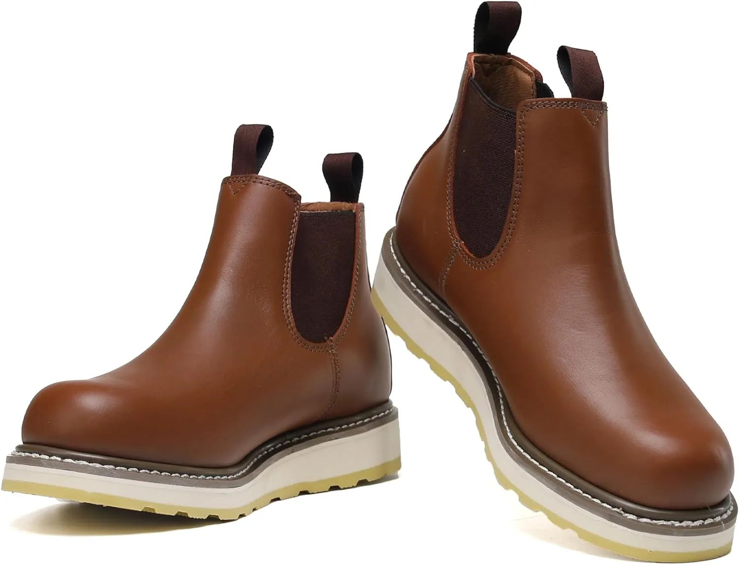 Slip-on Soft Toe Work Boot for Men, SURETRACK Leather Slip Resistant Durable Breathable Work Boot 84985