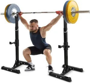 Smartxchoices Pair of Squat Rack, Bench Press Rack Adjustable 40"-66" Solid Steel Barbell Rack 550lb Load, Portable Dumbbell Racks Stands for Home Garage Gym, Weight Lifting Push Up Multi-Function