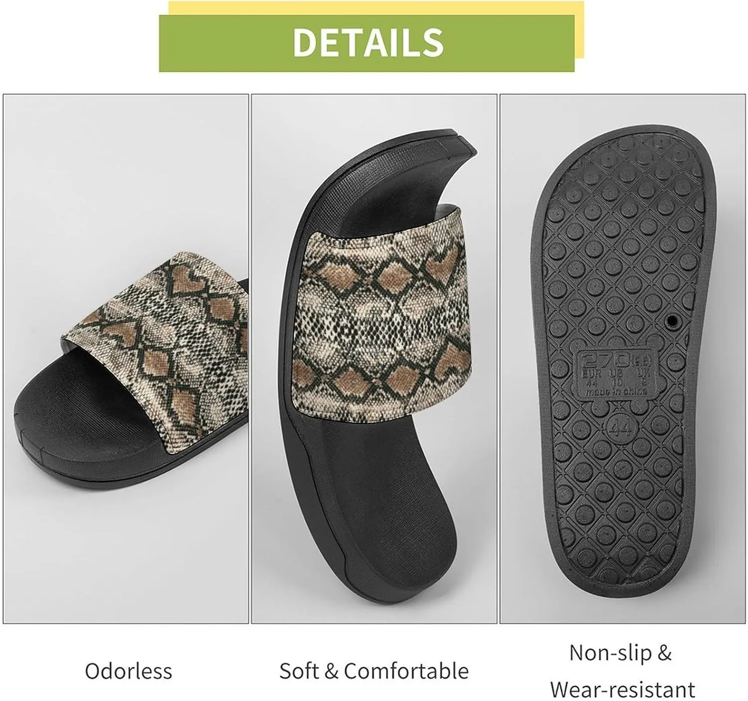 Snake Pattern Slides Men Home Sandal Women Non Slip Shower Open Toe Shoe Lightweight Casual Shoes Flat Slide Sandals